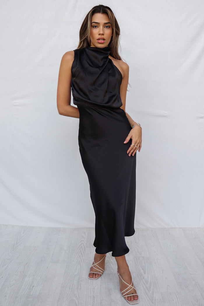Sherie Midi Dress - Black - Runway Goddess