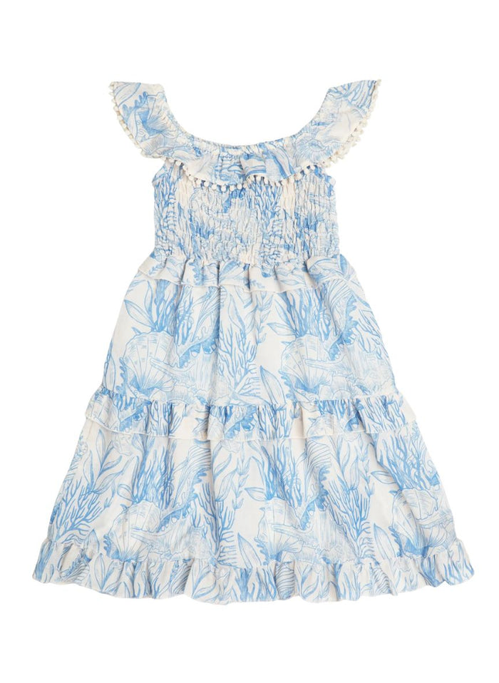 Dresses Marie Raxevsky Shirred Dress Thalassa Blue Apoella