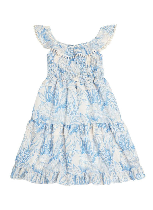 Dresses Marie Raxevsky Shirred Dress Thalassa Blue Apoella