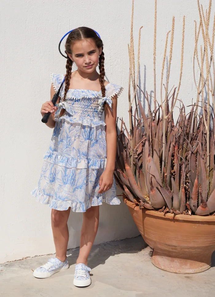 Dresses Marie Raxevsky Shirred Dress Thalassa Blue Apoella
