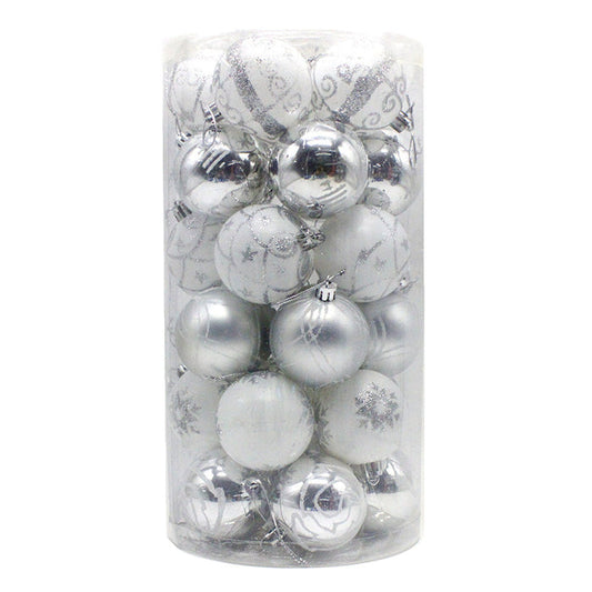 Silver 30-Piece 6cm Electroplated Christmas Baubles - Hand-Painted Tree Ornaments