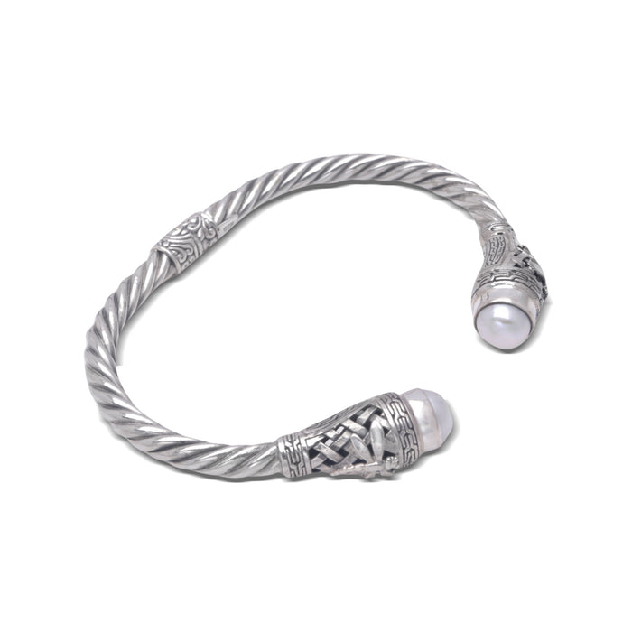 Pearly Dragonflies - Sterling Silver and Cultured Pearl Cuff Bracelet from Bali