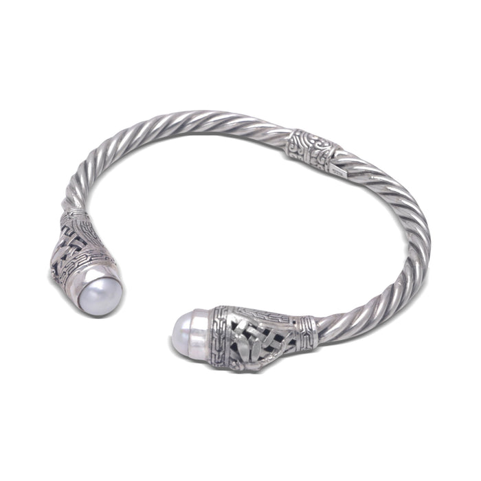 Pearly Dragonflies - Sterling Silver and Cultured Pearl Cuff Bracelet from Bali