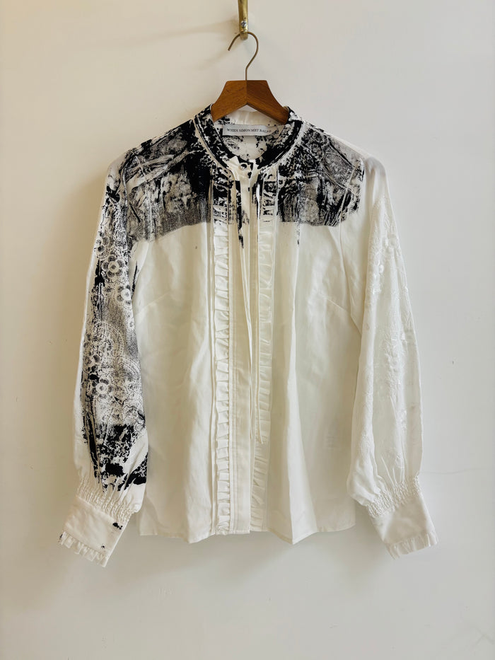 Simon Ungless - Ruffle Shirt with Black Roadkill Embroidery