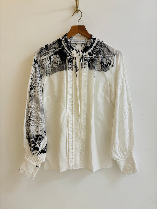 Simon Ungless - Ruffle Shirt with Black Roadkill Embroidery