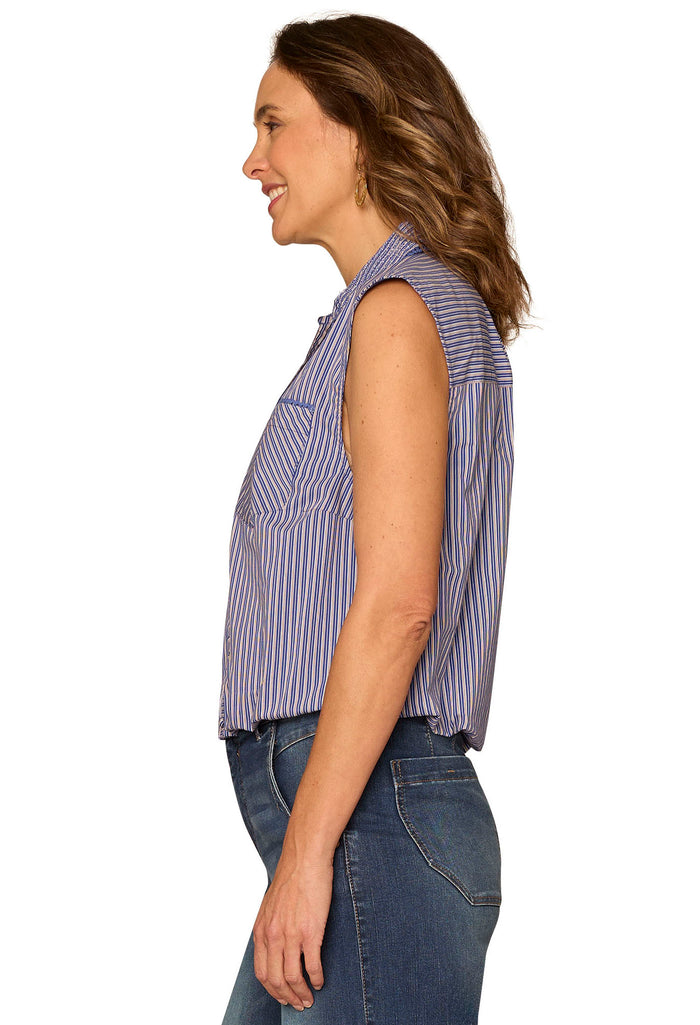 Sleeveless Button Down Woven Shirt