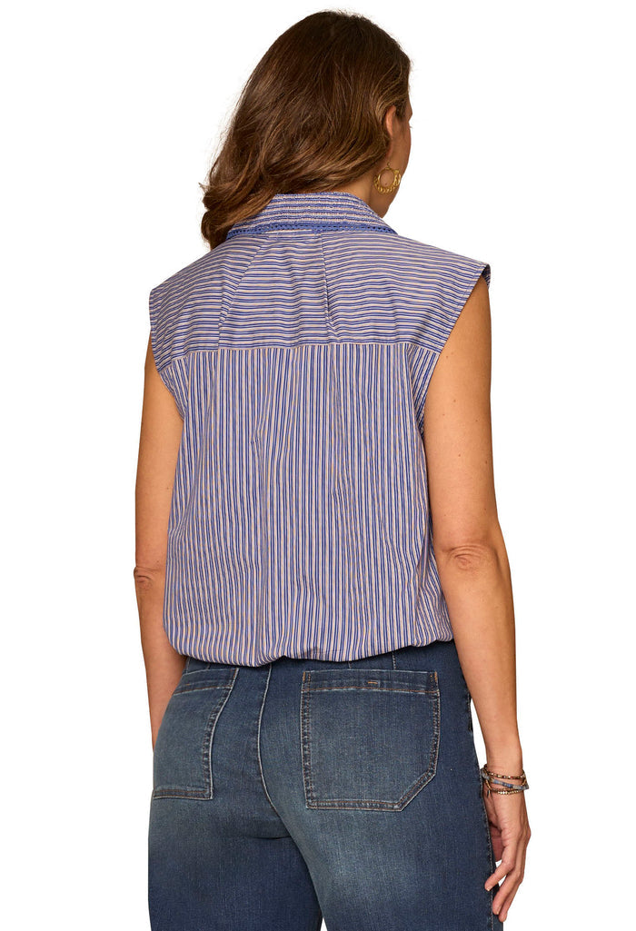 Sleeveless Button Down Woven Shirt