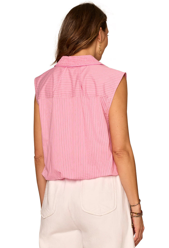Sleeveless Button Down Woven Shirt