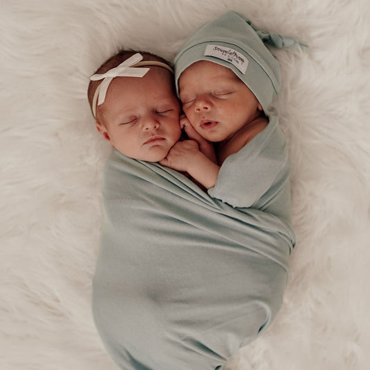 Snuggle Hunny Baby Jersey Wrap & Beanie Set - Sage