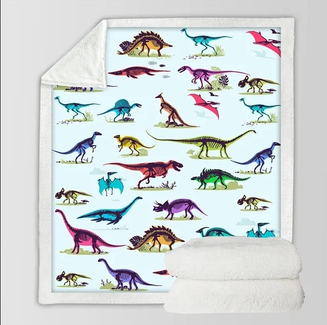 Soft & Cozy Kids Dinosaur Plush Sherpa Blanket