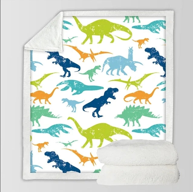 Soft & Cozy Kids Dinosaur Plush Sherpa Blanket
