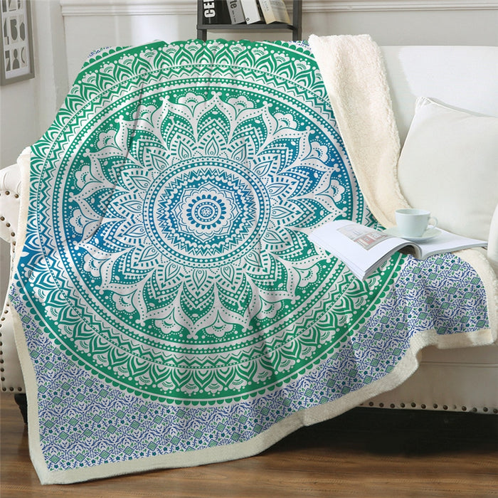 Soft & Cozy Pink Mandala Plush Sherpa Blanket