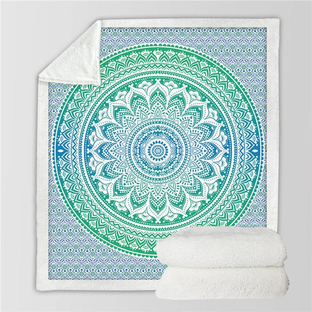 Soft & Cozy Pink Mandala Plush Sherpa Blanket