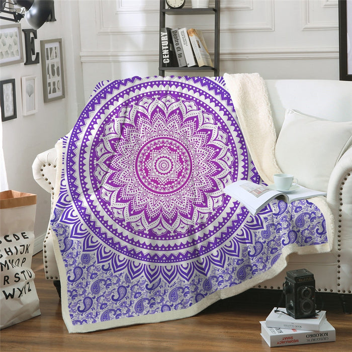 Soft & Cozy Pink Mandala Plush Sherpa Blanket