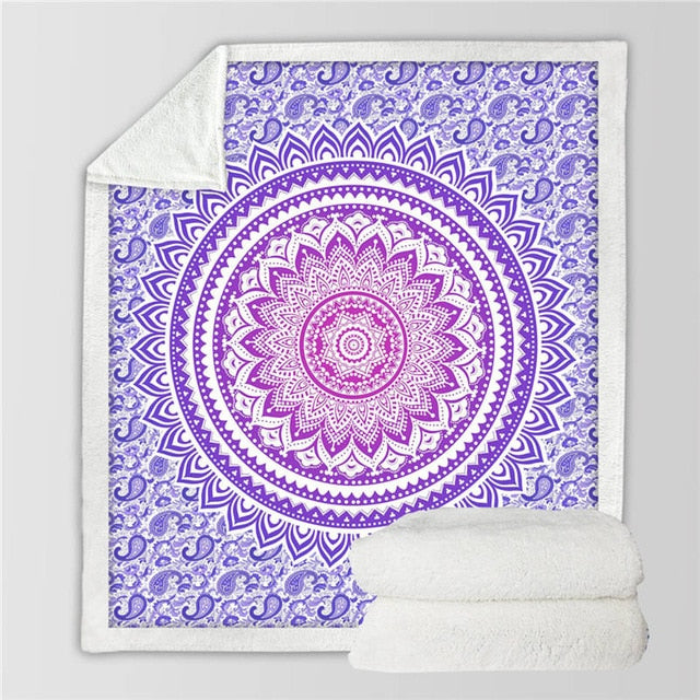 Soft & Cozy Pink Mandala Plush Sherpa Blanket