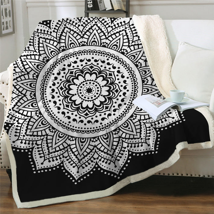 Soft & Cozy Pink Mandala Plush Sherpa Blanket