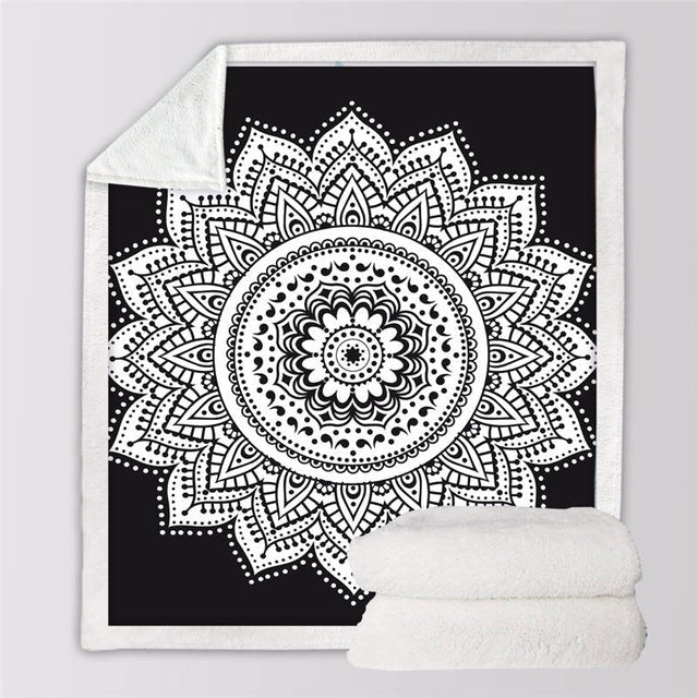 Soft & Cozy Pink Mandala Plush Sherpa Blanket