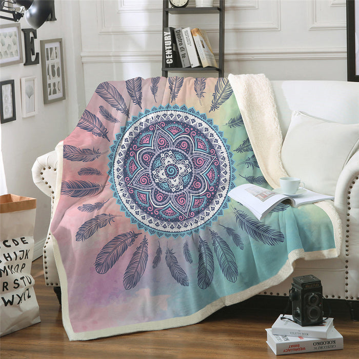 Soft & Cozy Plush Sherpa Dreamcatcher Mandala Throw Blanket