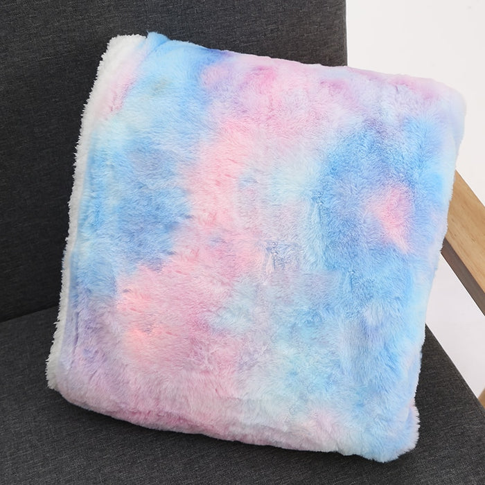 Soft Fluffy Pastel Rainbow Tie-Dye Throw Blankets