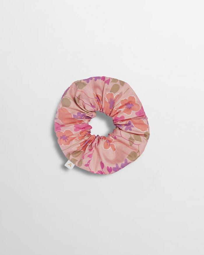 Soleil Floral Print Silk Scrunchie - Blush Floral