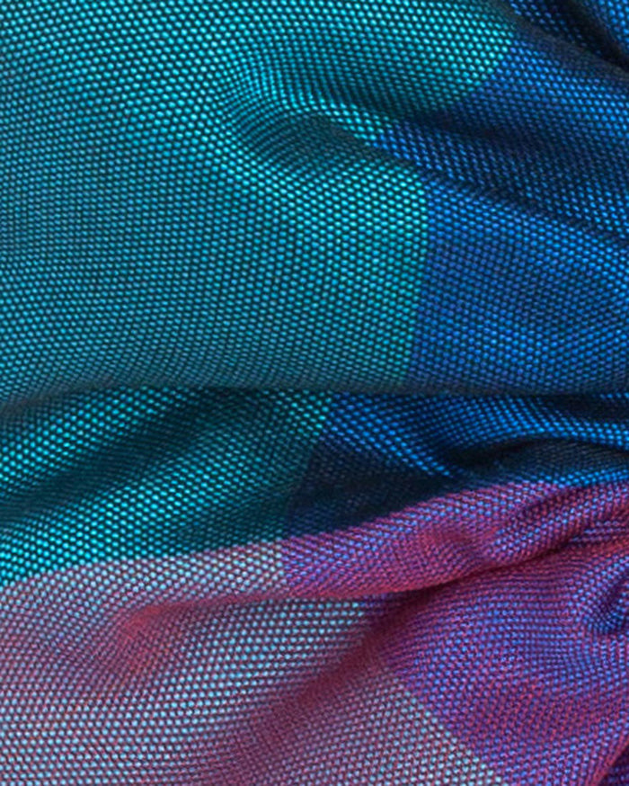 Soleil Woven Silk Scrunchie - Blue Plaid