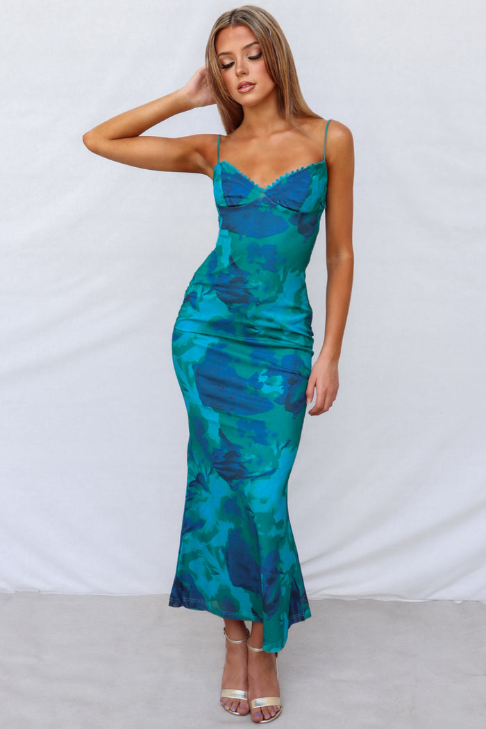 Sopha Maxi Dress - Green Floral - Runway Goddess