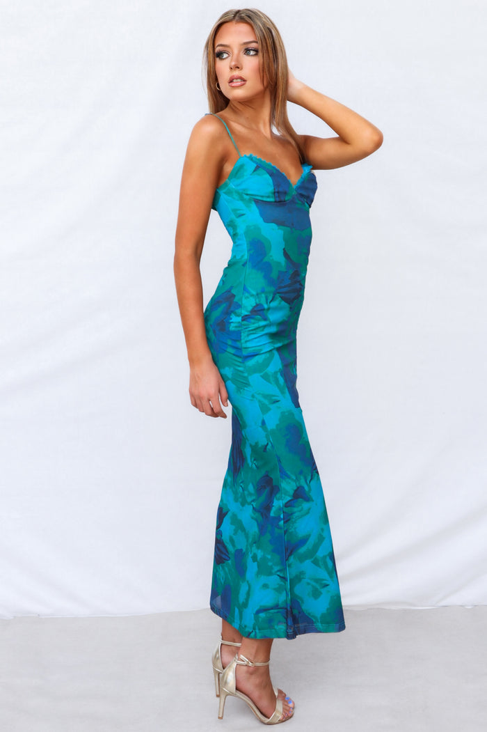 Sopha Maxi Dress - Green Floral - Runway Goddess