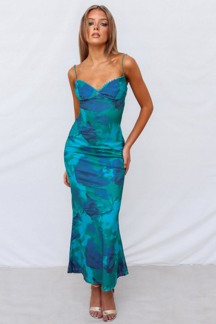 Sopha Maxi Dress - Green Floral - Runway Goddess