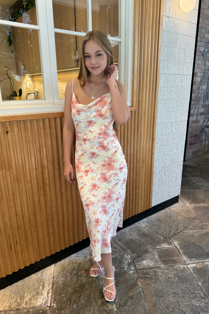 Spring Midi Dress - Pink Multi - Runway Goddess