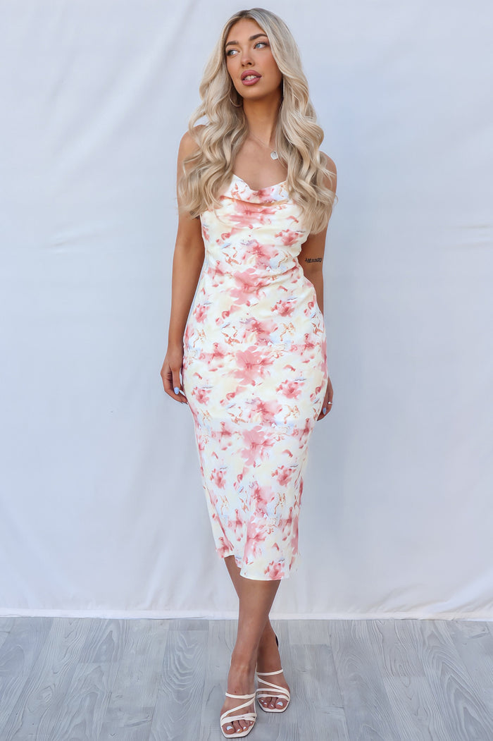 Spring Midi Dress - Pink Multi - Runway Goddess
