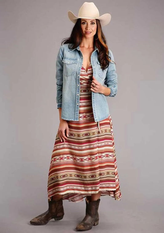 Stetson Sunset Serape Aztec Print - Women's Long Dress - Hatcountry