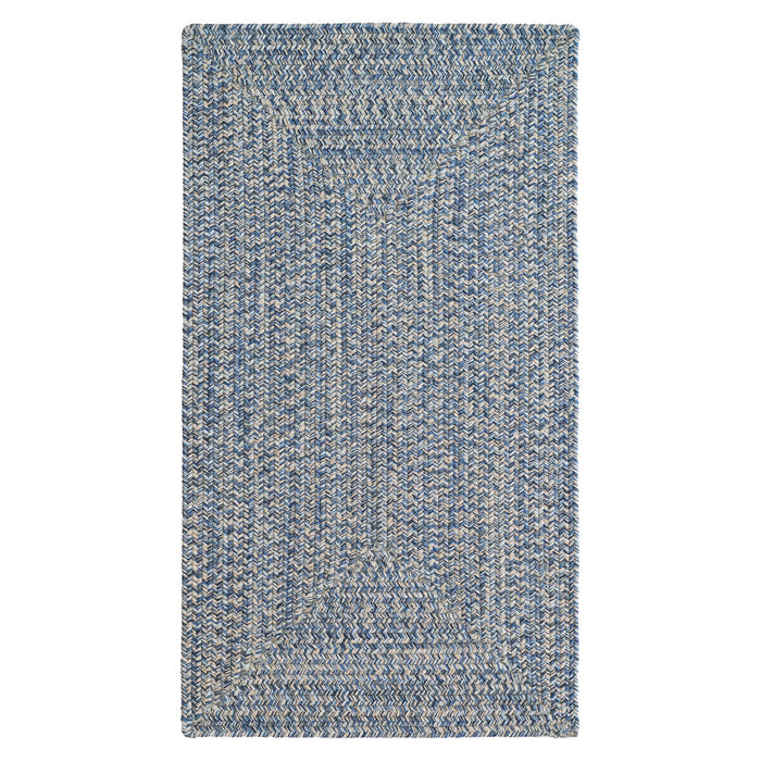 Stockton Medium Blue Braided Rug Concentric Rectangle image