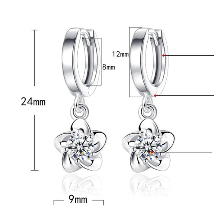 Stunning 925 Sterling Silver Earrings With Purple Or White Zircon Stones