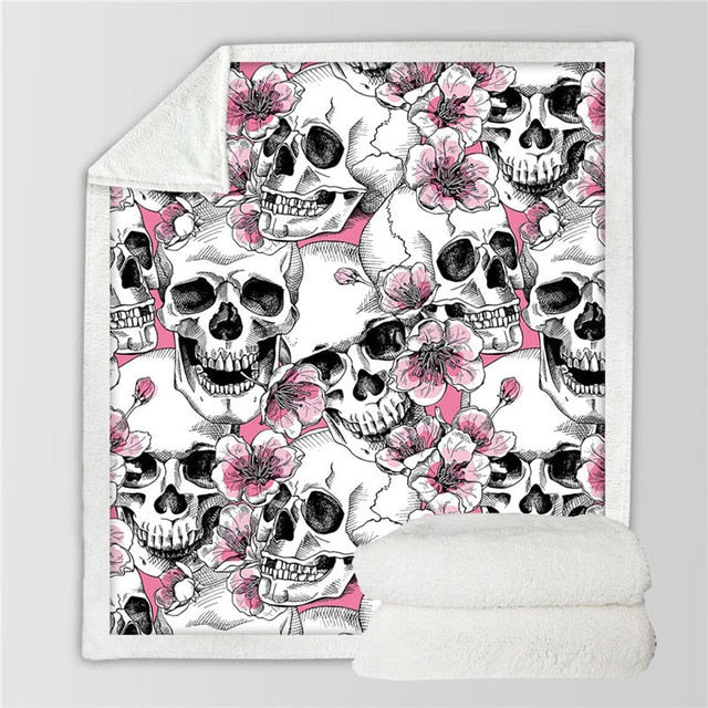 Sugar Skull Collection Sherpa Fleece Blankets