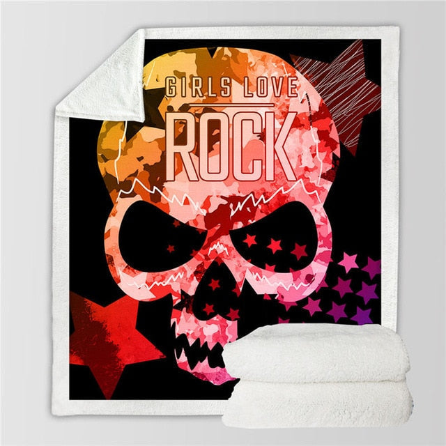 Sugar Skull Collection Sherpa Fleece Blankets