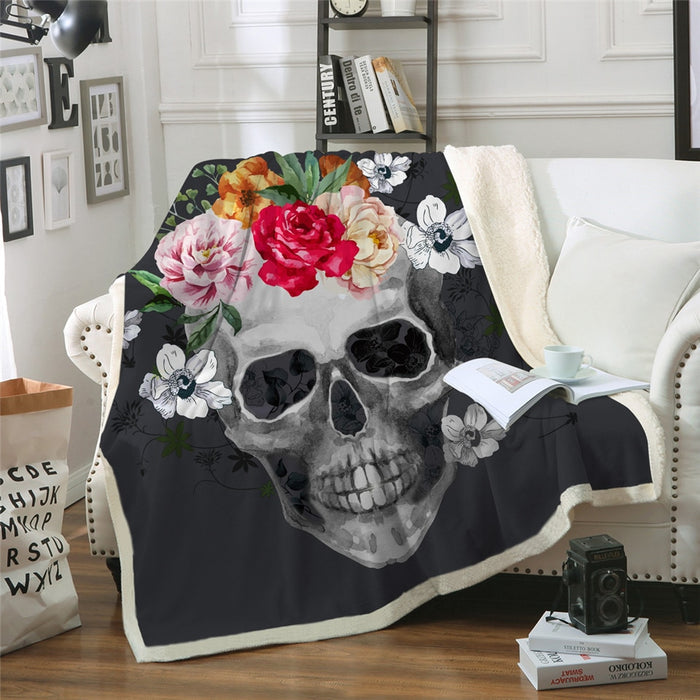 Sugar Skull Collection Sherpa Fleece Blankets