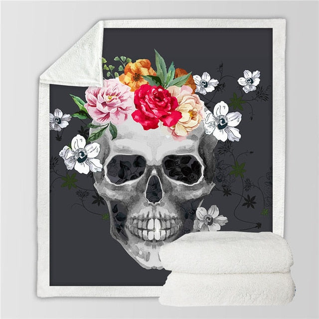 Sugar Skull Collection Sherpa Fleece Blankets