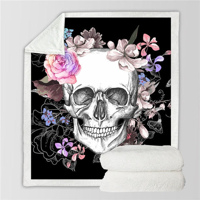 Sugar Skull Collection Sherpa Fleece Blankets