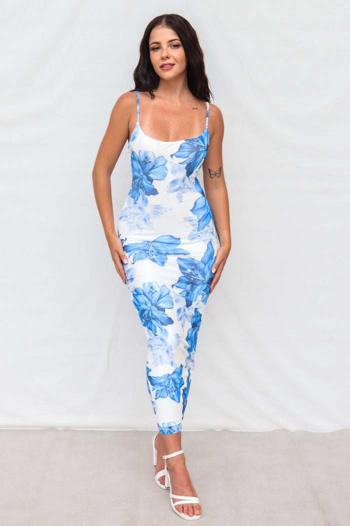 Suki Midi Dress - Blue - Runway Goddess