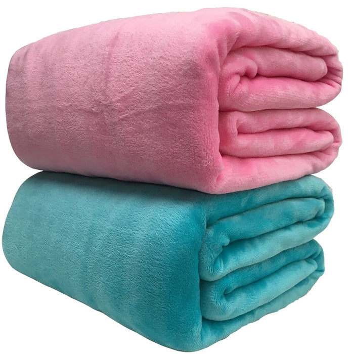 Super Soft Fleece Blanket Light Weight Solid Colours