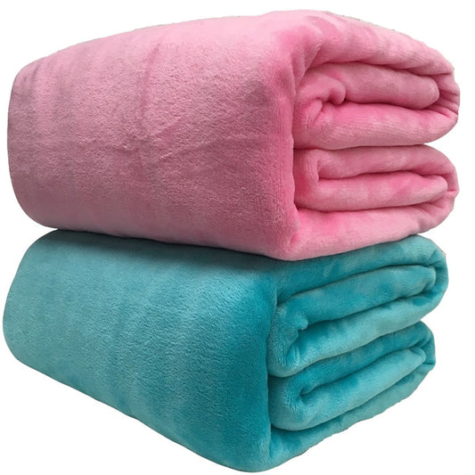 Super Soft Fleece Blanket Light Weight Solid Colours