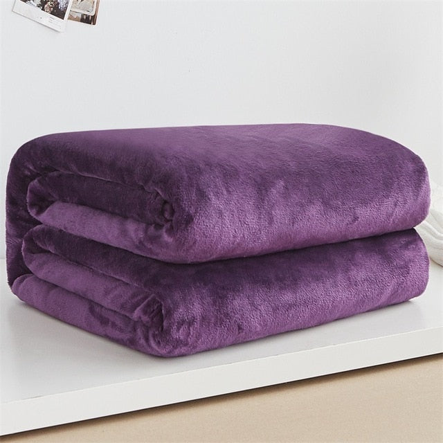 Super Soft Fleece Blanket Light Weight Solid Colours