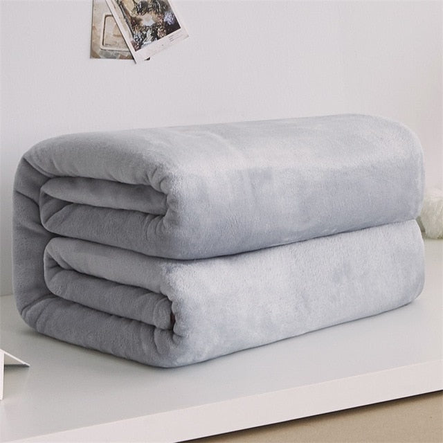 Super Soft Fleece Blanket Light Weight Solid Colours