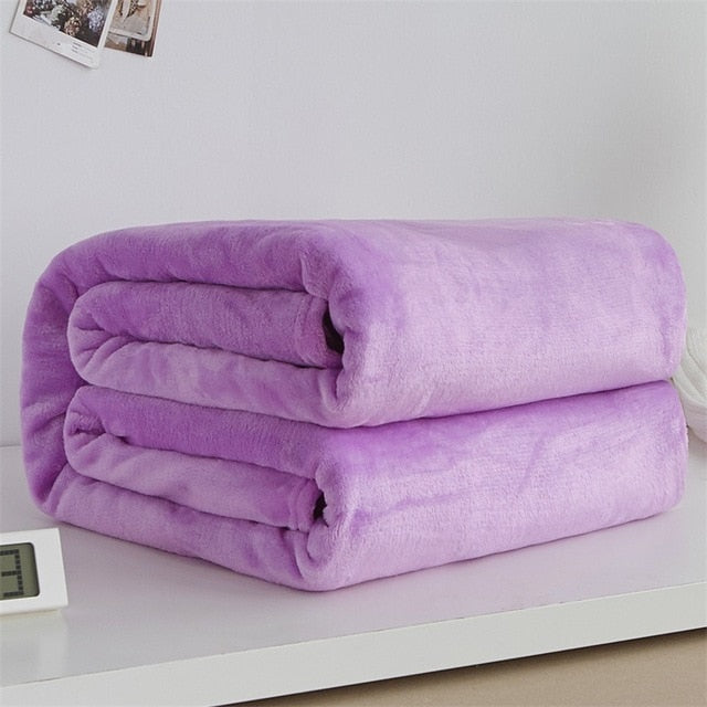 Super Soft Fleece Blanket Light Weight Solid Colours