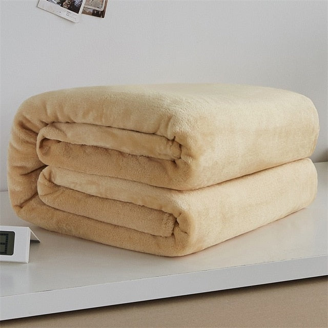 Super Soft Fleece Blanket Light Weight Solid Colours