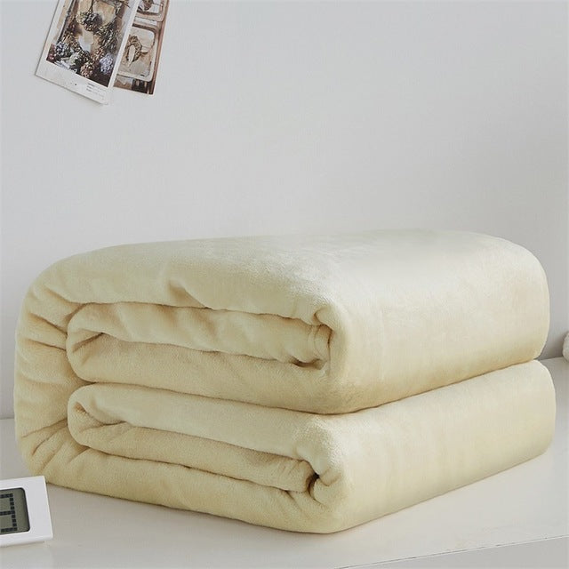 Super Soft Fleece Blanket Light Weight Solid Colours