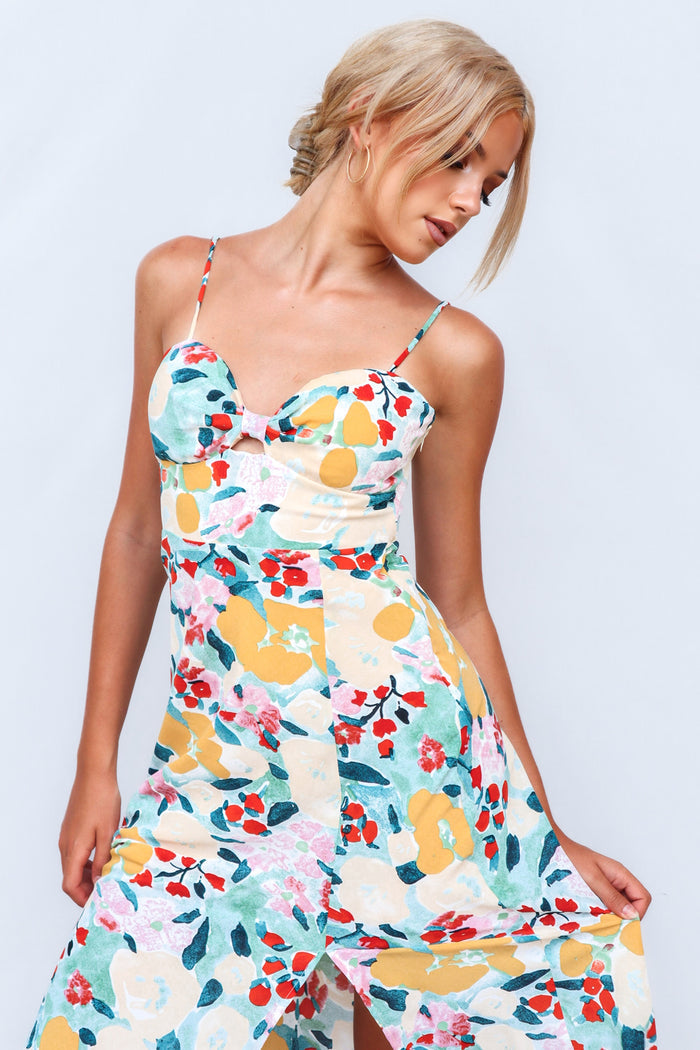 Tallure Midi Dress - Green Multi Print - Runway Goddess