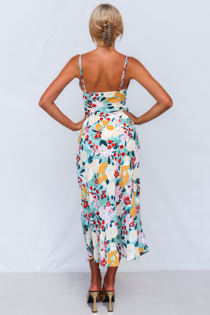 Tallure Midi Dress - Green Multi Print - Runway Goddess