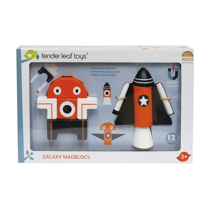Tender Leaf Toys 12 pc Wooden Galaxy Magblocks Set