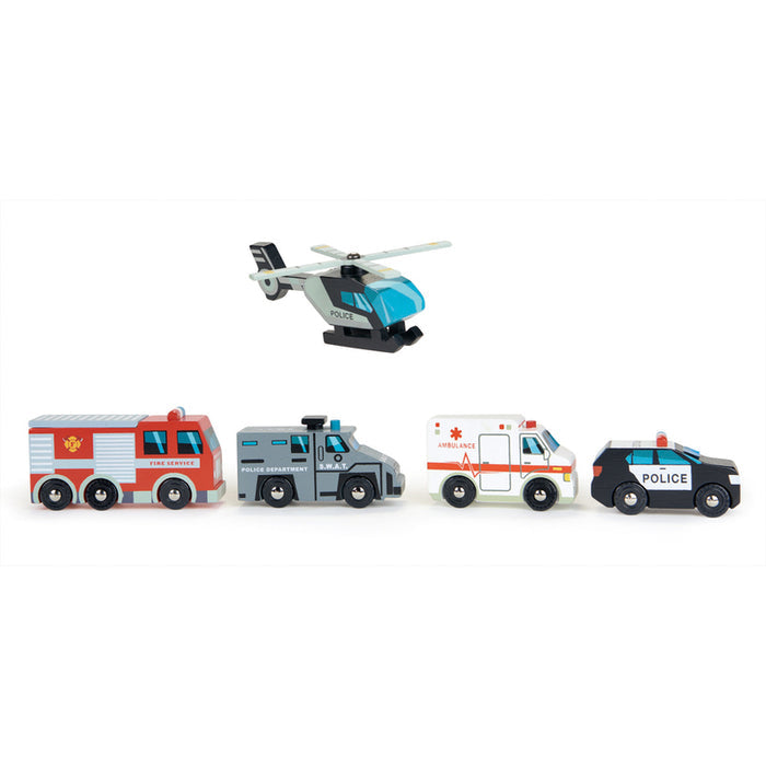 Tender Leaf Toys Pretend Wooden Emergency Vehicles